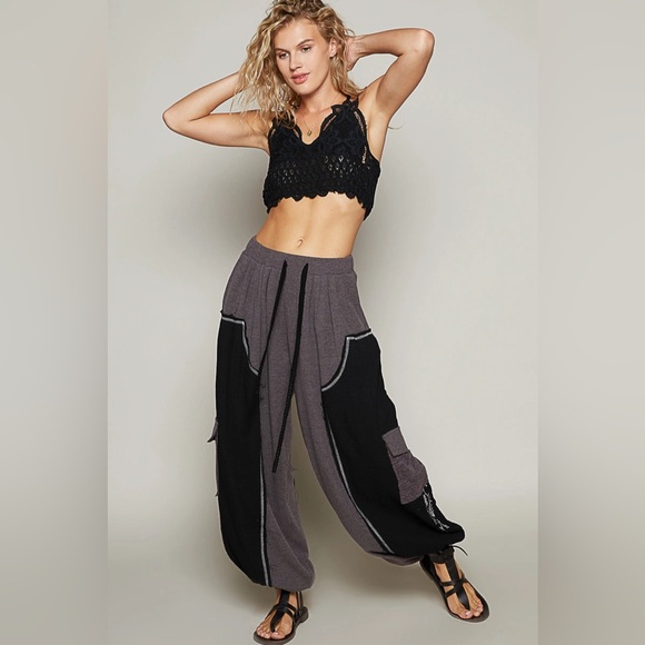 POL Pants - POL Crochet NWOT Solid Pattern Thermal Knitted Bottom Floral Embroidery- SMALL